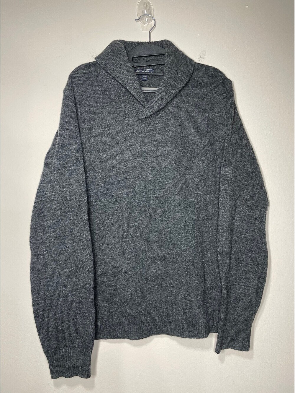 J Crew 100% Lambswool Shawl Collar Sweater Mens M Ivy League